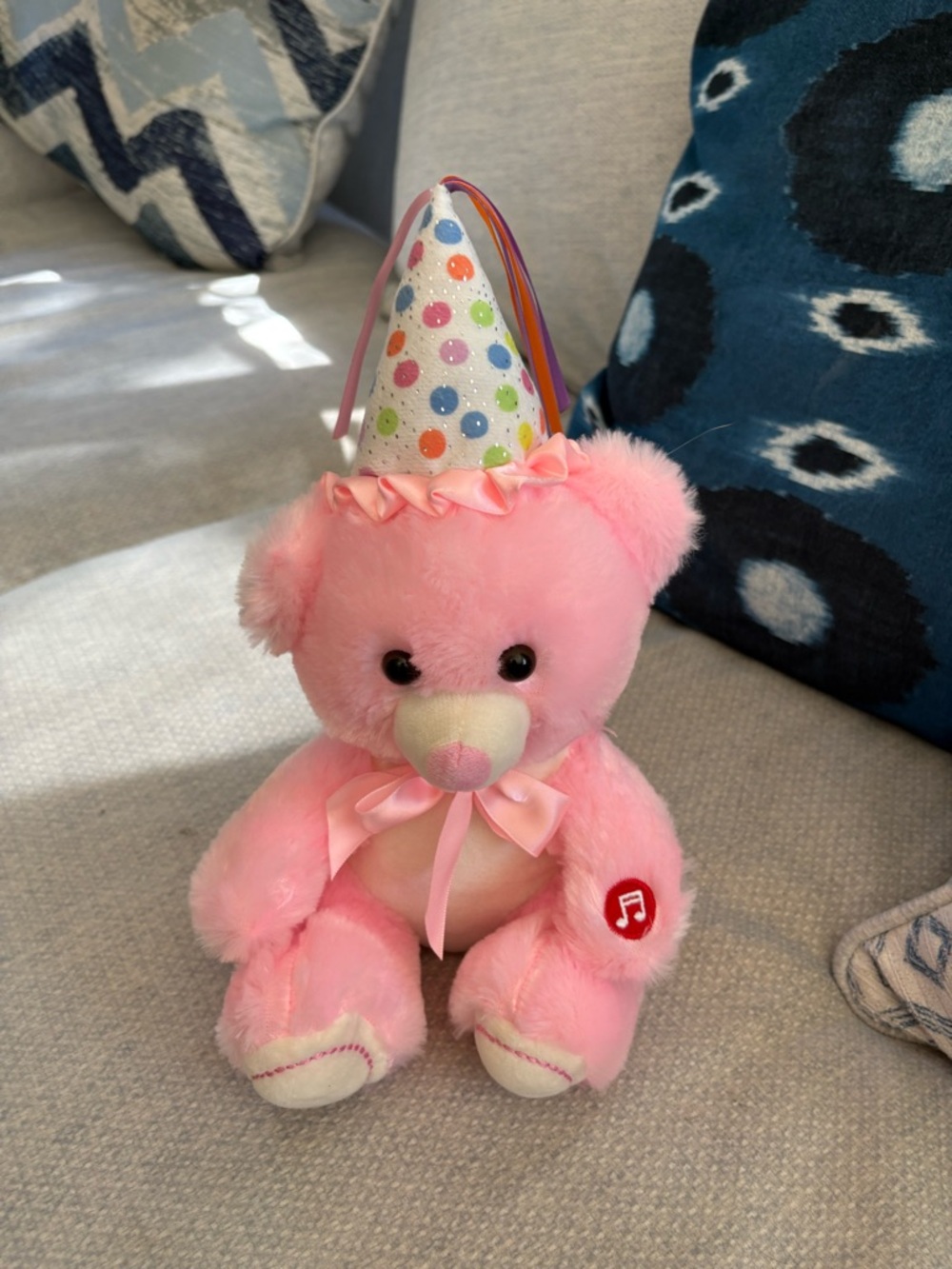 Pink Plush Party Bear with Sound Button